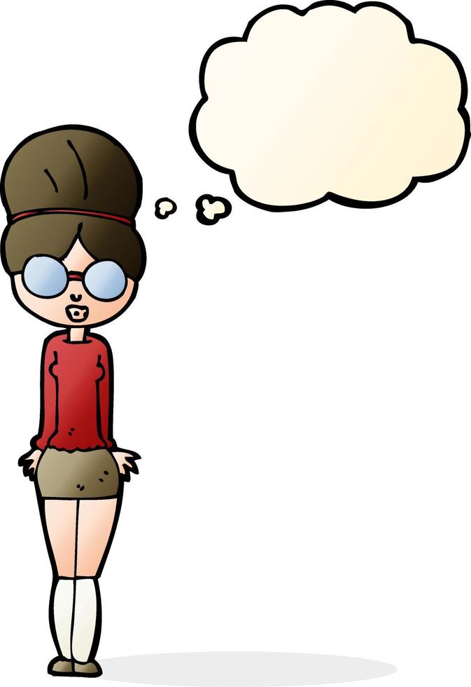 cartoon librarian woman with thought bubble vector