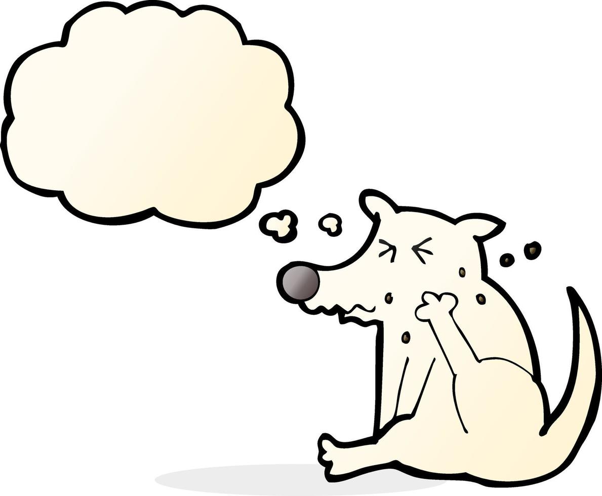 cartoon dog scratching with thought bubble vector