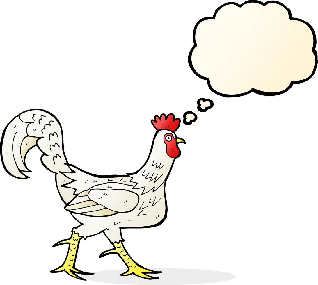 cartoon cockerel with thought bubble vector