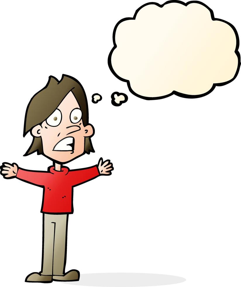 cartoon frightened man with thought bubble vector