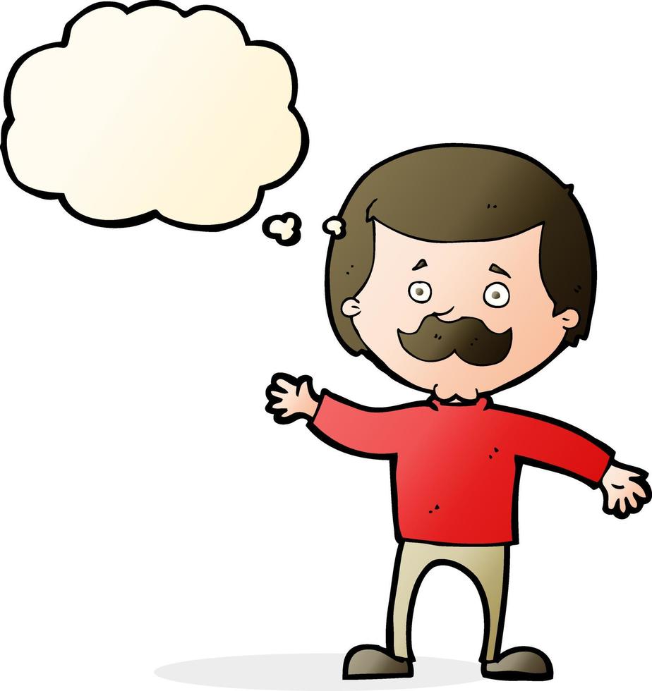 cartoon dad waving with thought bubble vector