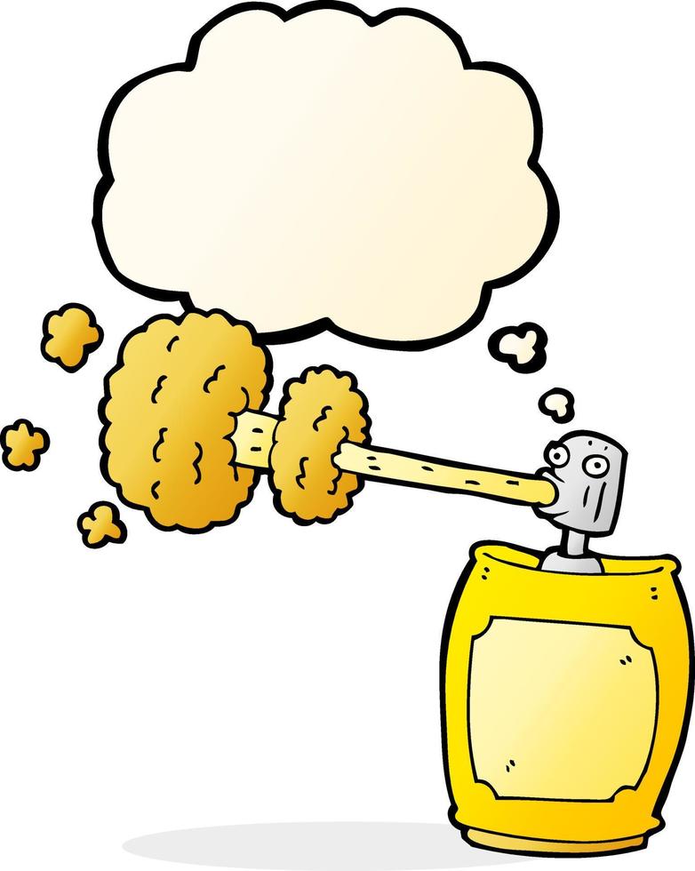 cartoon spray can with thought bubble vector