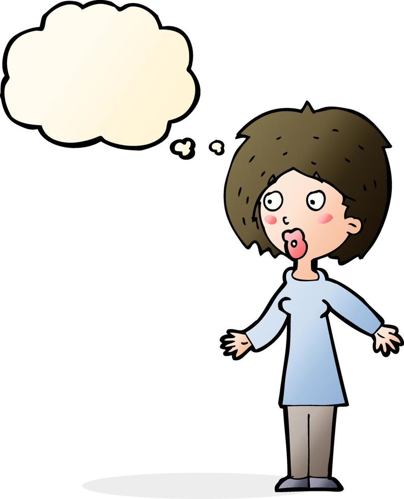cartoon surprised woman with thought bubble vector
