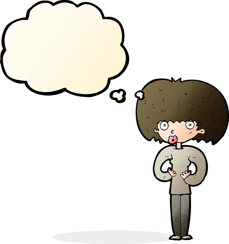 cartoon surprised woman with thought bubble vector