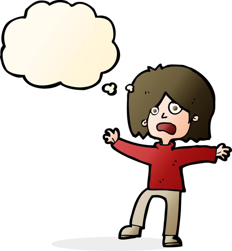 cartoon unhappy person with thought bubble vector