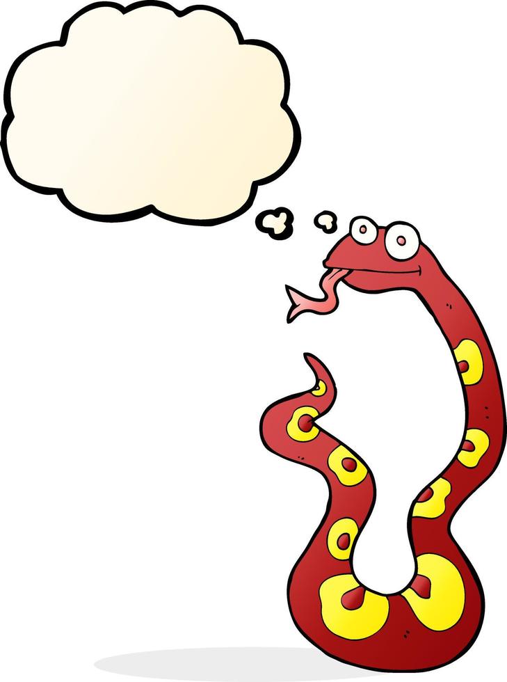 serpiente de dibujos animados con burbuja de pensamiento vector