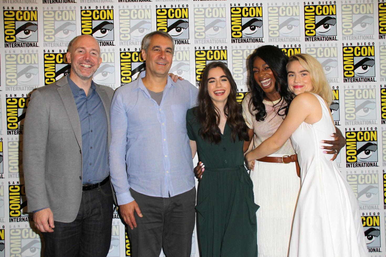 SAN DIEGO, July 19 -  Gene Klein, Doug Liman, Sarah Desjardins, Enuka Okuma, Maddie Hasson at the YouTube s Impulse, 2018 SDCC, Thursday at the Comic-Con International on July 19, 2018 in San Diego, CA photo