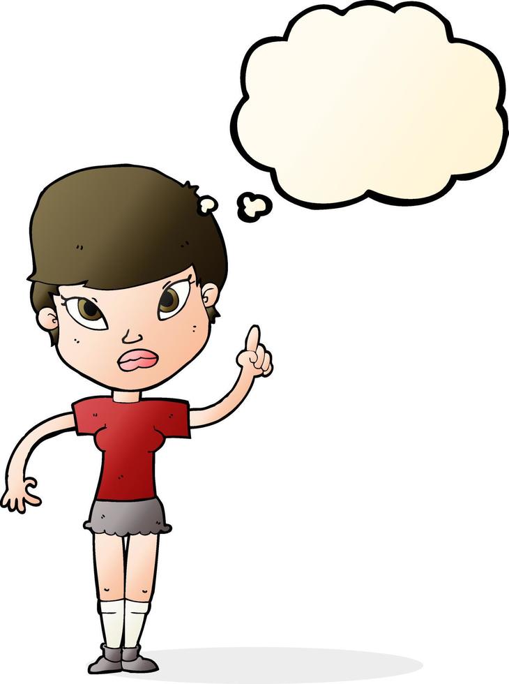 cartoon woman with idea with thought bubble vector
