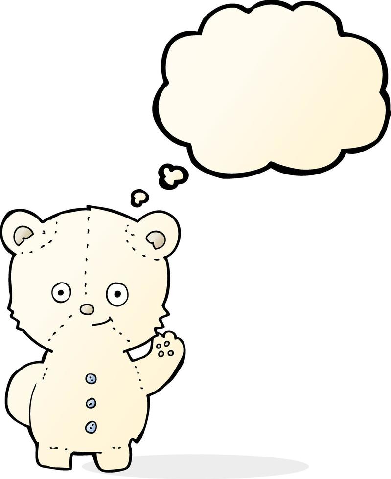 cartoon polar bear cub with thought bubble vector