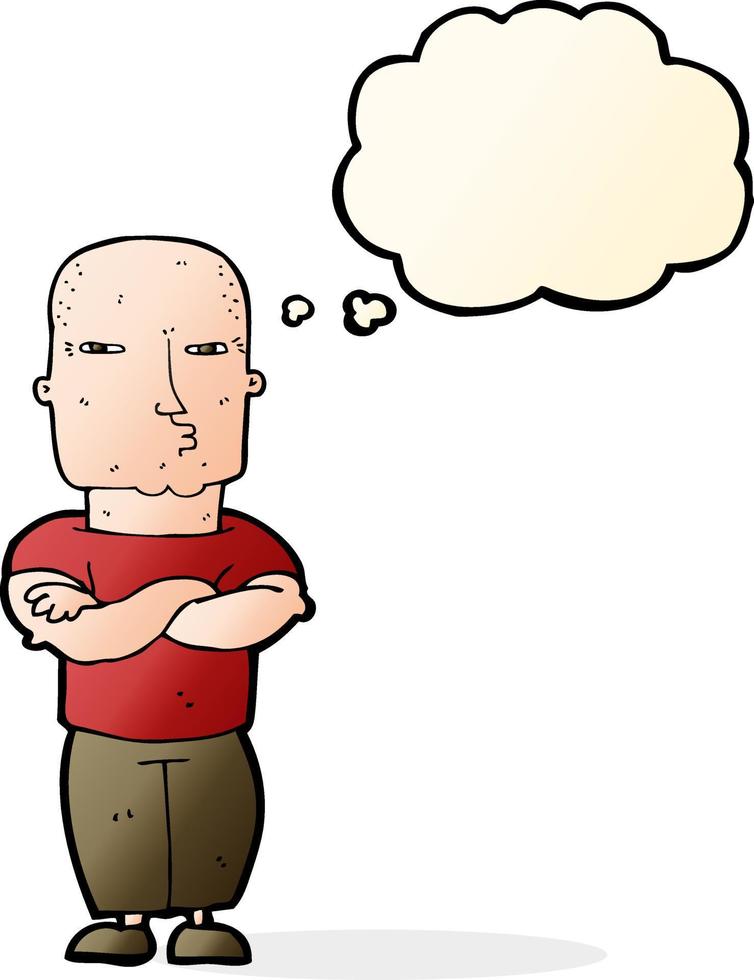 cartoon tough guy with thought bubble vector