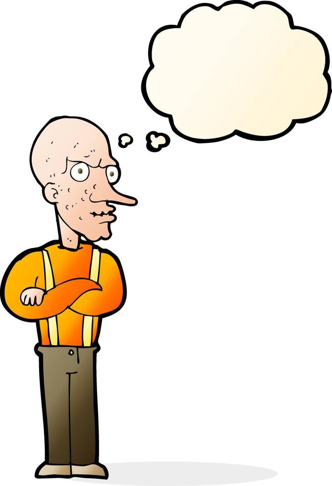 cartoon mean old man with thought bubble vector