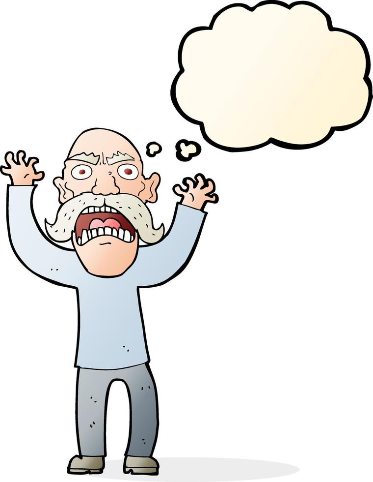 cartoon angry old man with thought bubble vector