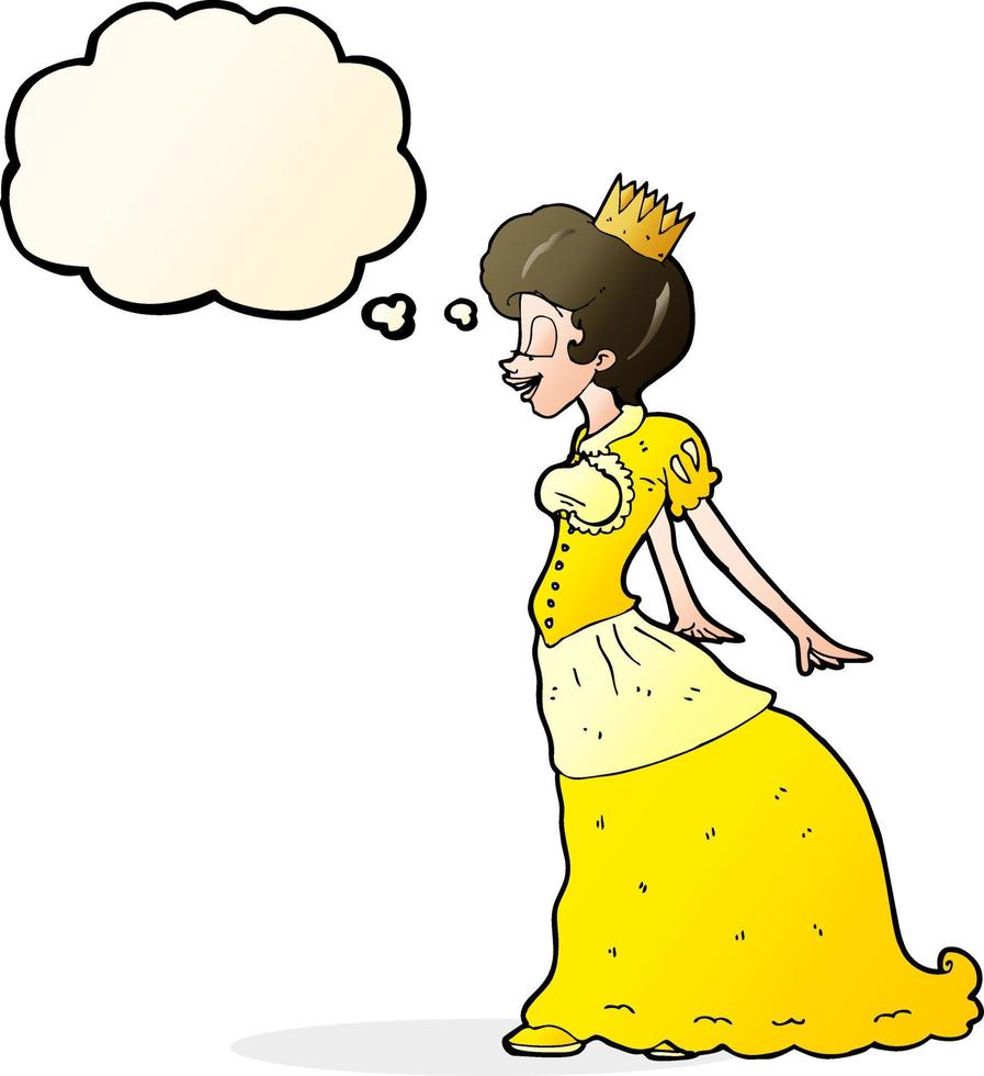cartoon princess with thought bubble vector