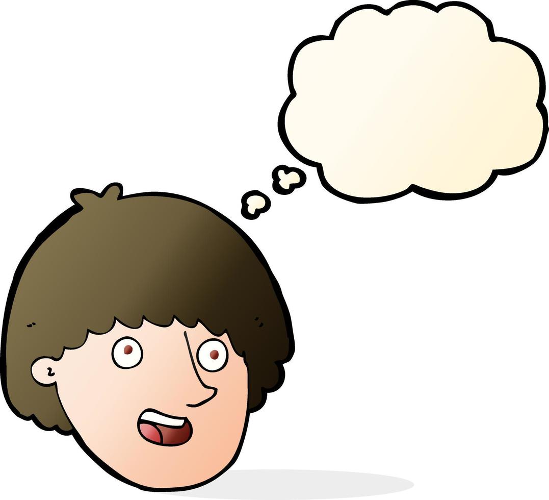 cartoon happy male face with thought bubble vector