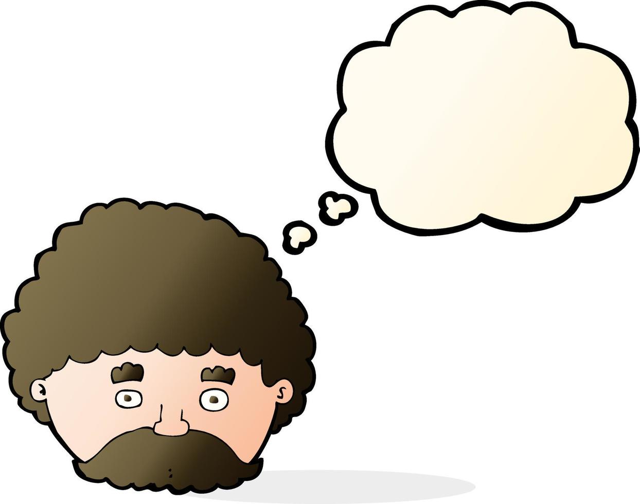 cartoon man with mustache with thought bubble vector