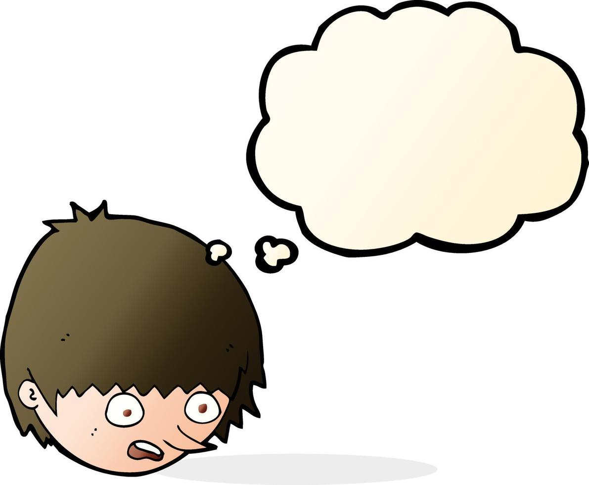 cartoon stressed face with thought bubble vector