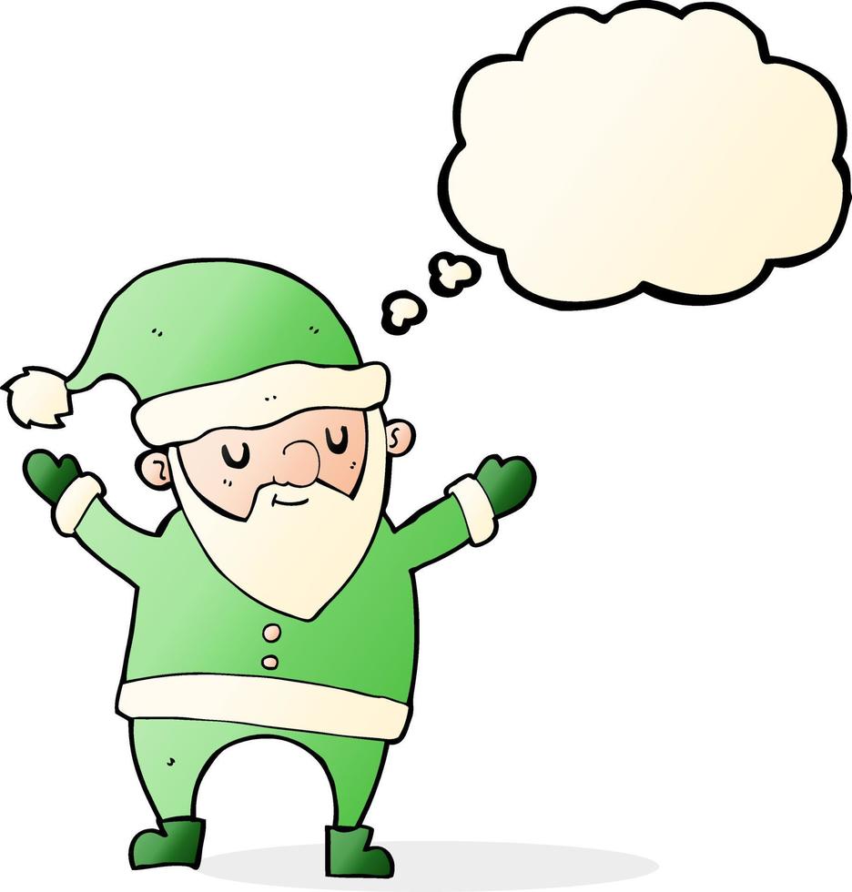 cartoon dancing santa with thought bubble vector