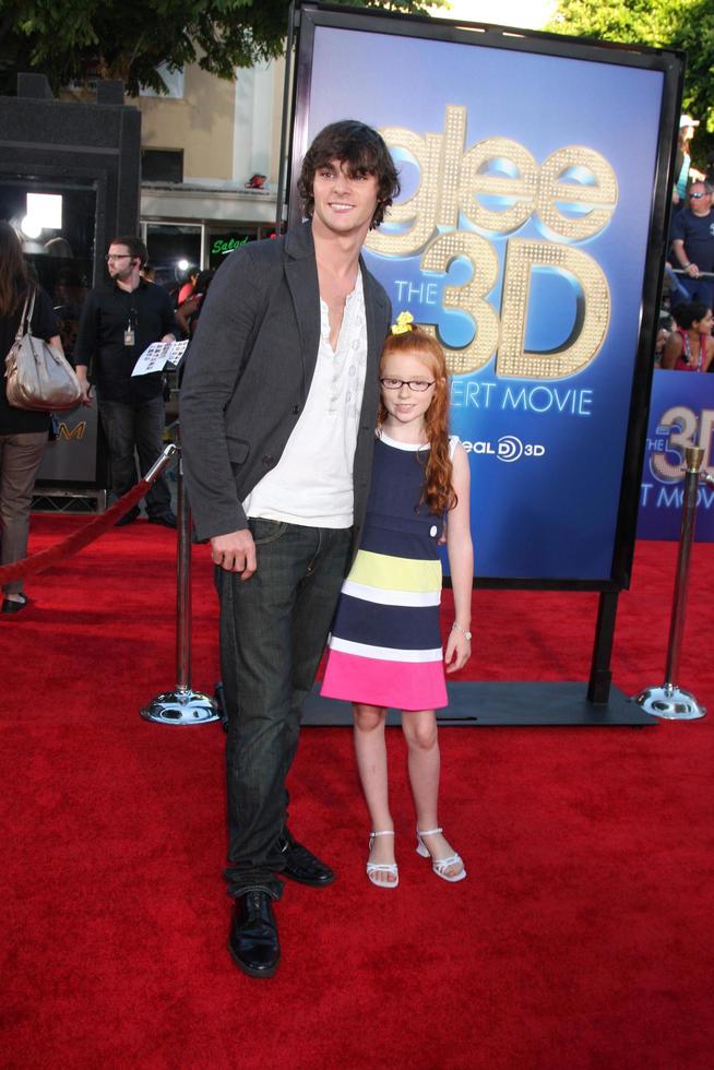 LOS ANGELES, AUG 6 -  RJ Mitte, sister Lacianne Carriere arriving at the Glee The 3D Concert Movie
 at Regency Village Theater on August 6, 2011 in Westwood, CA photo