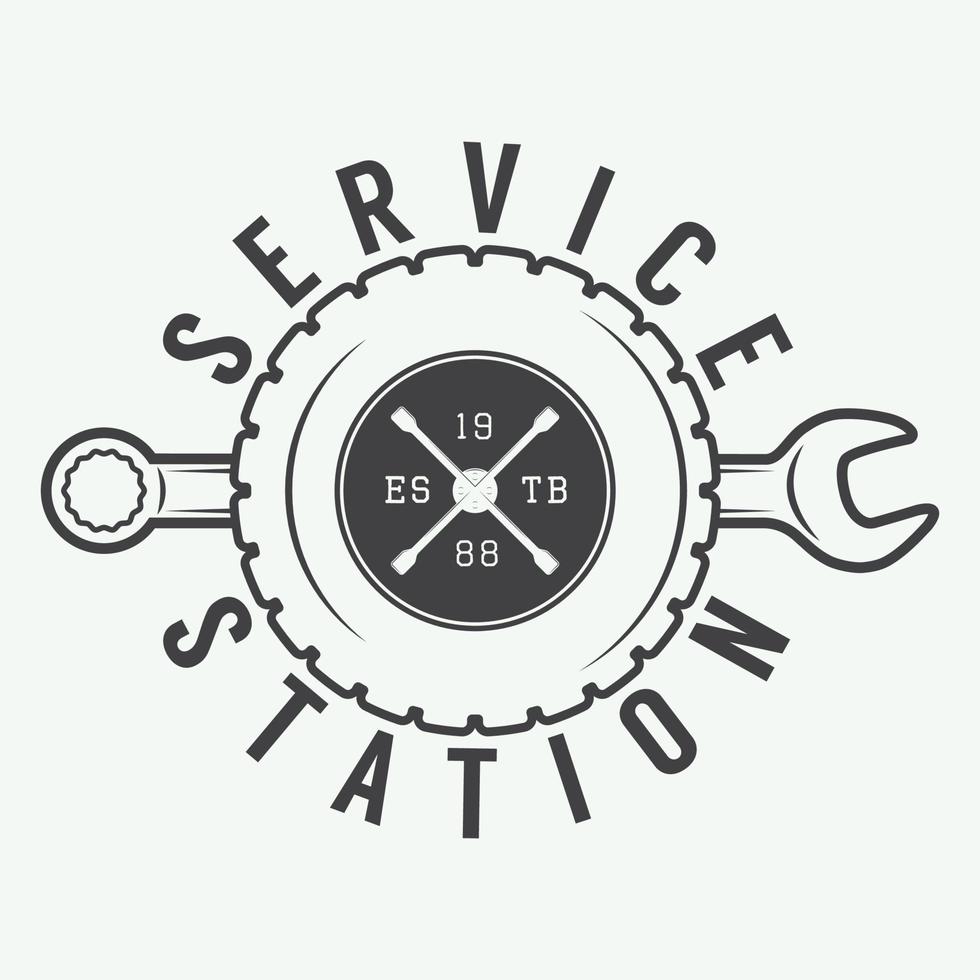 Vintage mechanic label, emblem and logo. Vector illustration