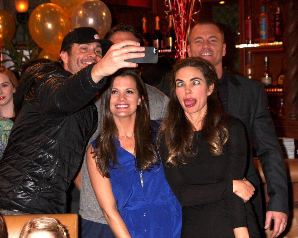 LOS ANGELES, MAR 25 -  Daniel Goddard, Joshua Morrow, Sean Carrigan, Melissa Claire Egan, Amelia Heinle at the Young and Restless 41st Anniversary Cake at CBS Television City on March 25, 2014 in Los Angeles, CA photo