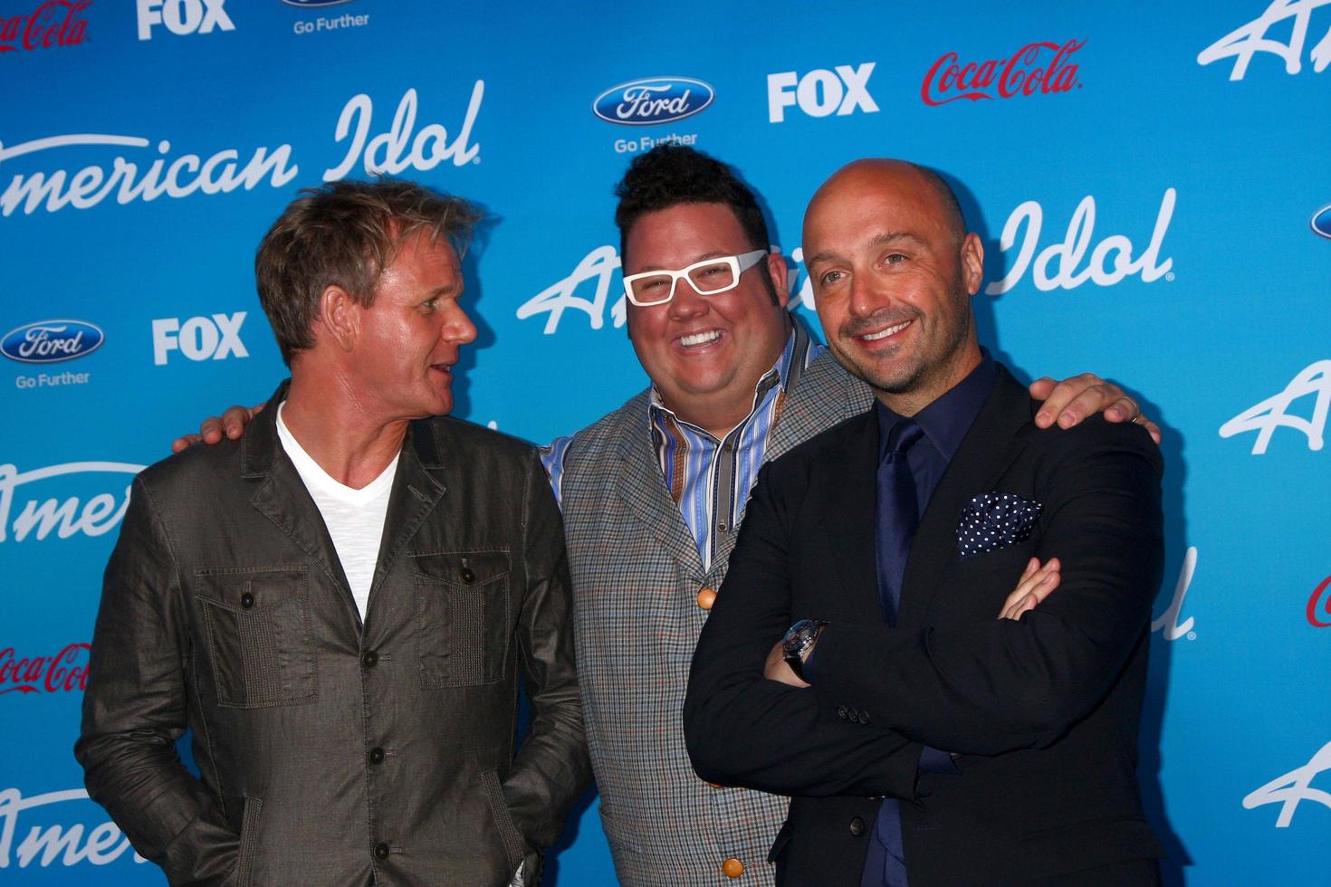 LOS ANGELES, MAR 7 -  Chefs Gordon Ramsay, Graham Elliott, and Vineyard owner and restaurateur Joe Bastianich arrives at the 2013 American Idol Finalists Party at the The Grove on March 7, 2013 in Los Angeles, CA photo
