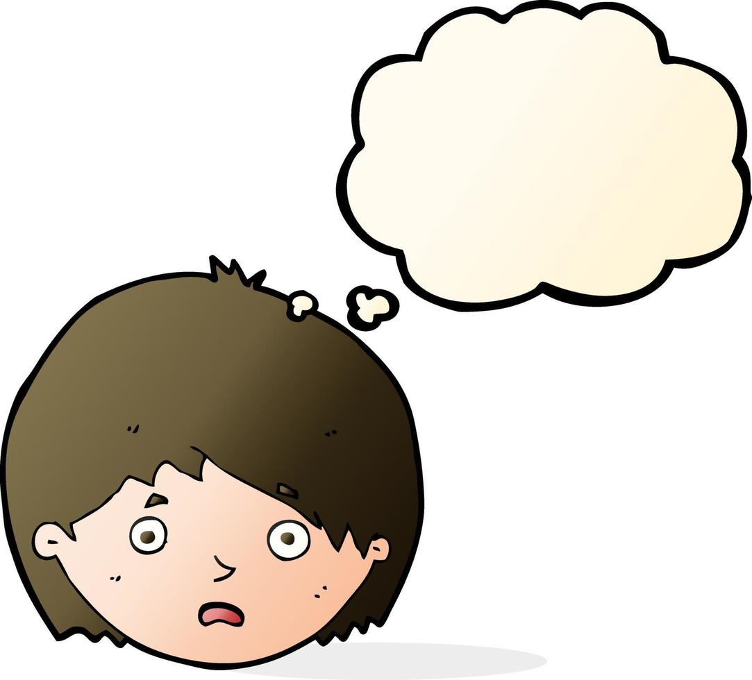 cartoon unhappy boy with thought bubble vector