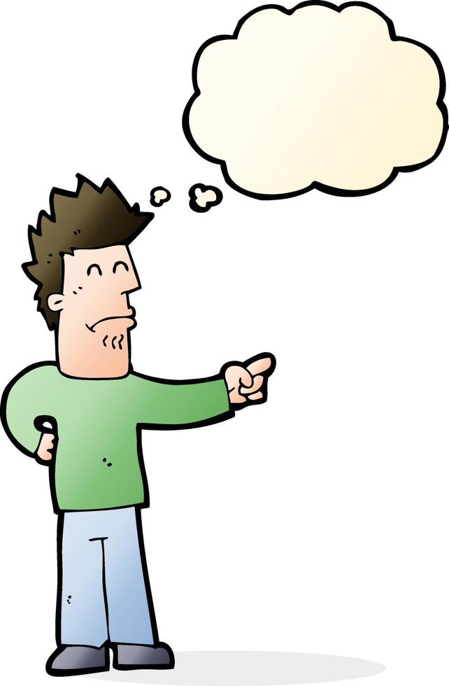 cartoon man pointing with thought bubble vector