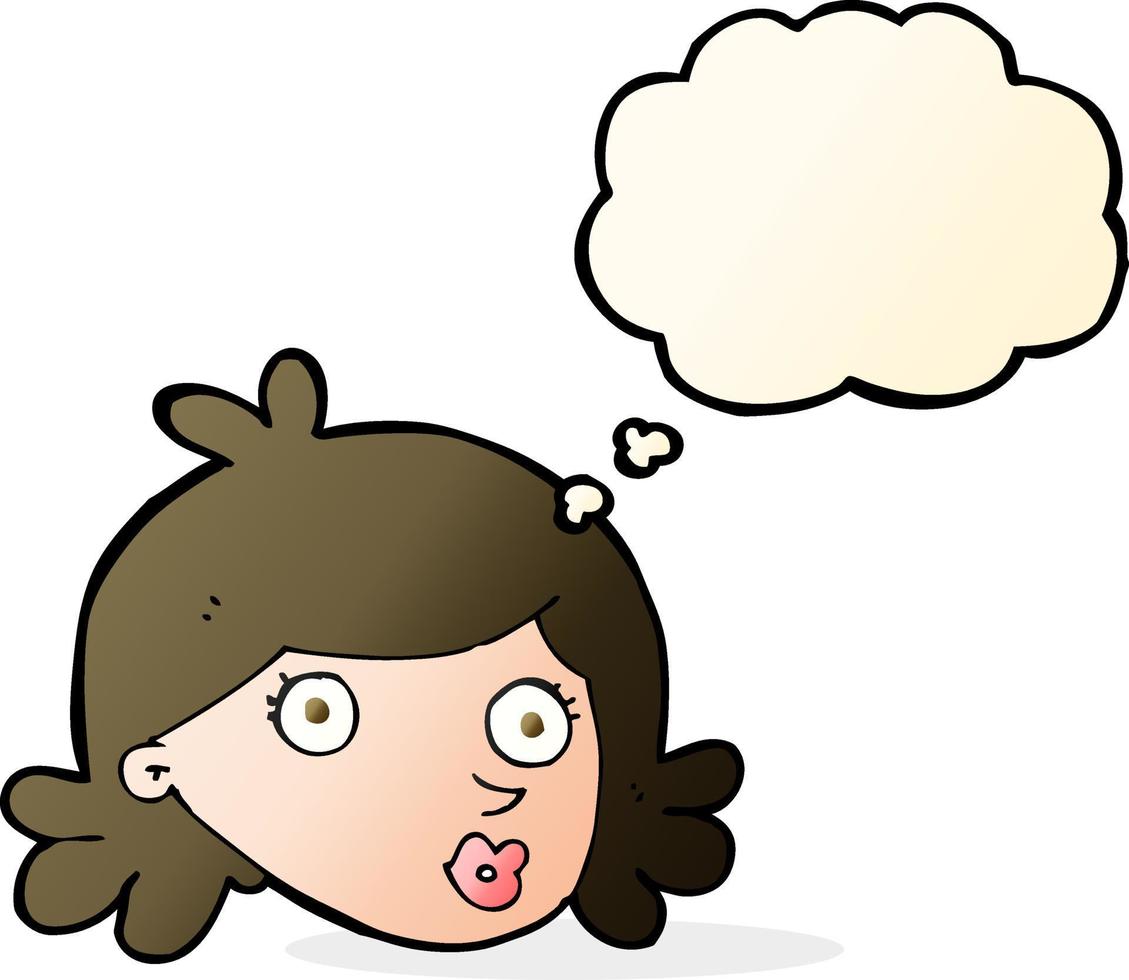 cartoon pretty face with thought bubble vector