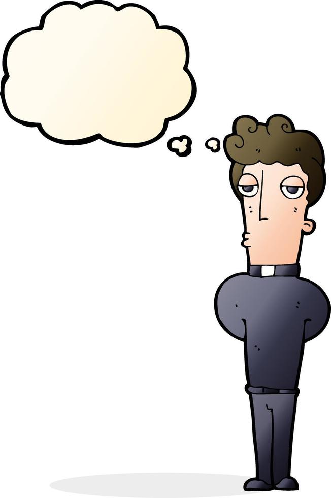 cartoon priest with thought bubble vector