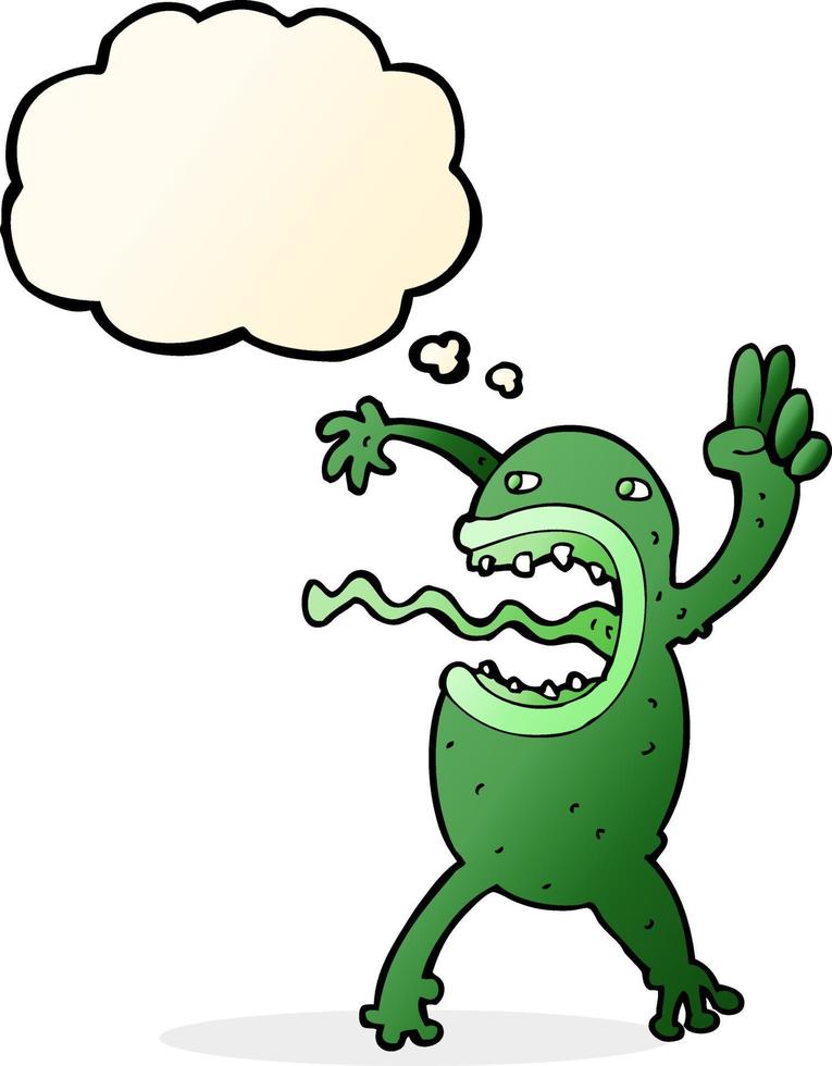 cartoon crazy frog with thought bubble vector