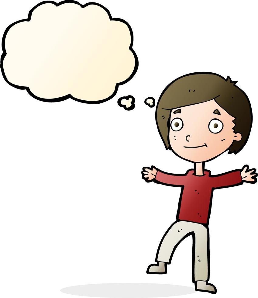 cartoon excited boy with thought bubble vector