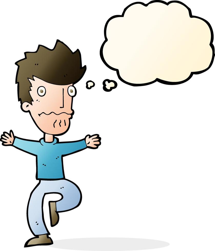 cartoon frightened man with thought bubble vector