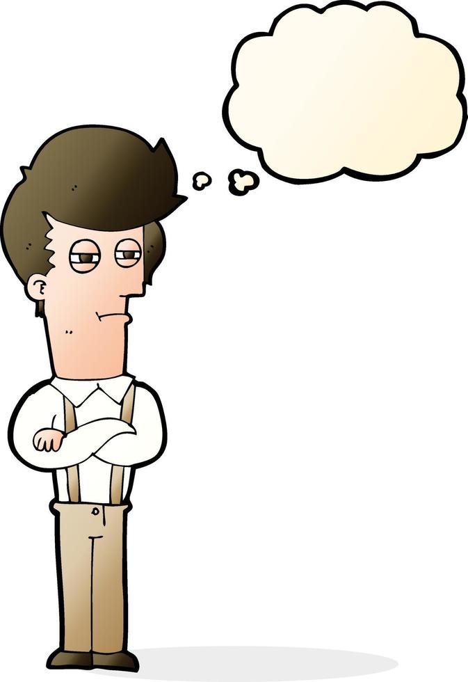 cartoon annoyed man with thought bubble vector