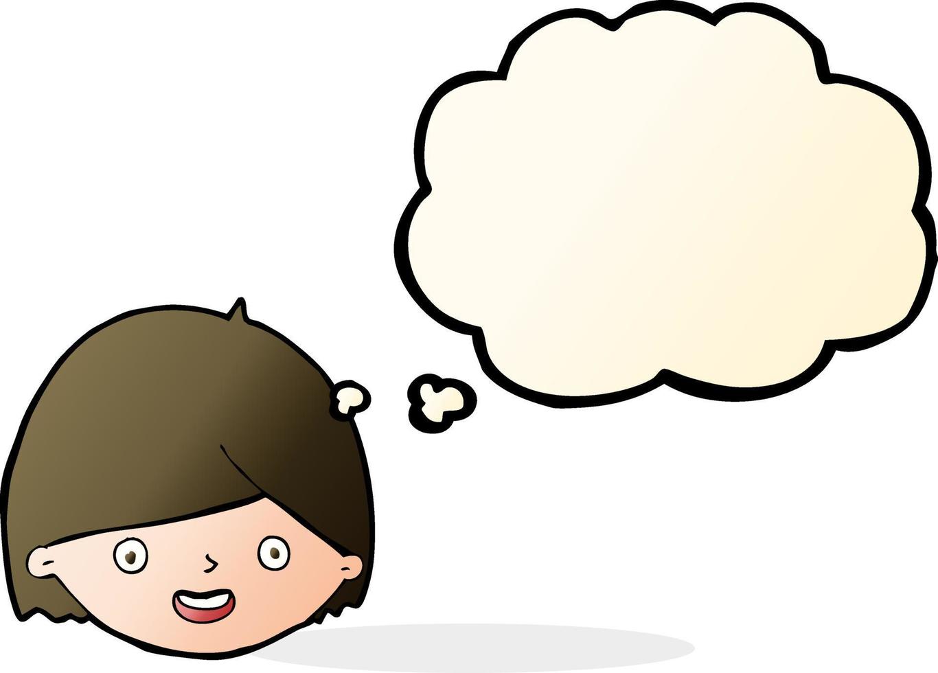 cartoon happy face with thought bubble vector