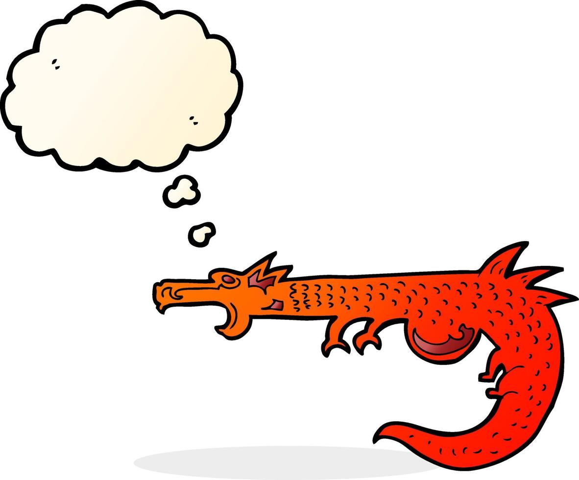 dragón medieval de dibujos animados con burbujas de pensamiento vector