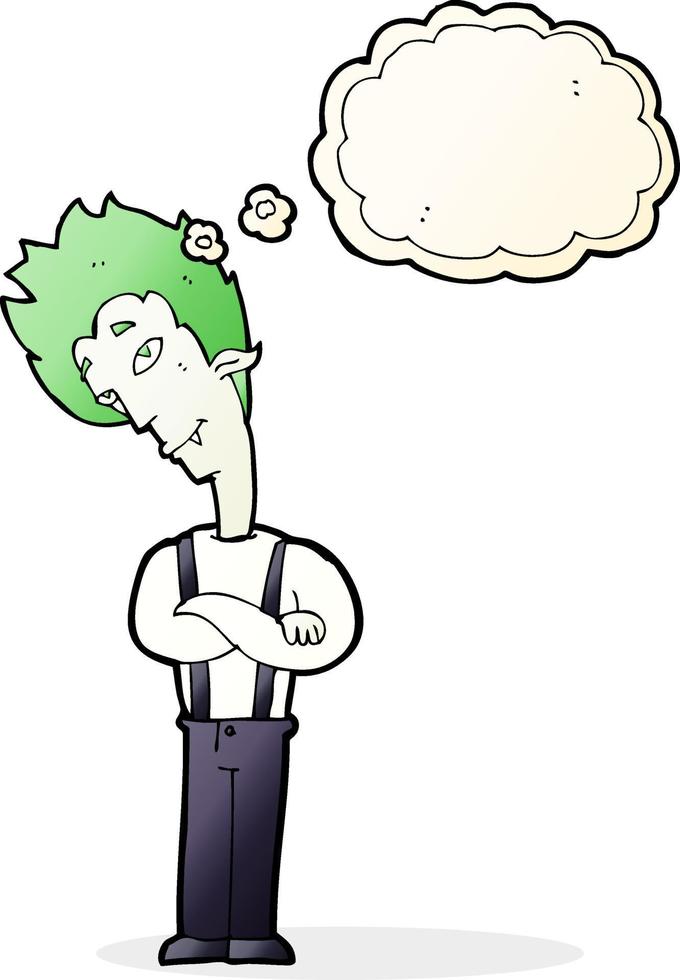 cartoon vampire with thought bubble vector
