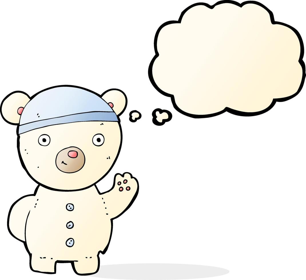 cartoon polar bear cub with thought bubble vector