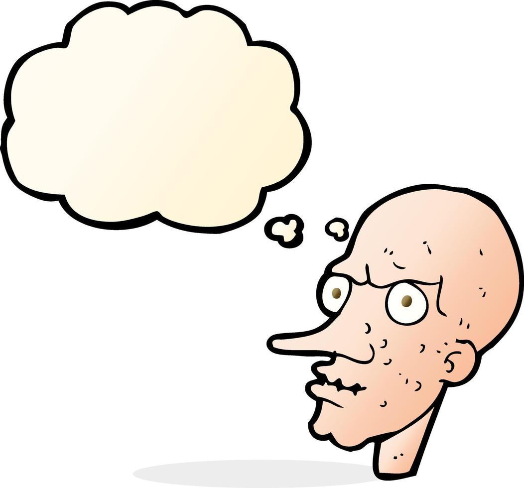 cartoon evil old man with thought bubble vector