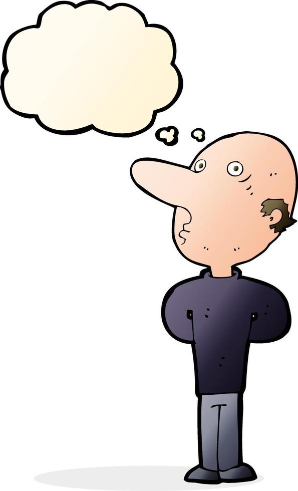 cartoon balding man with thought bubble vector