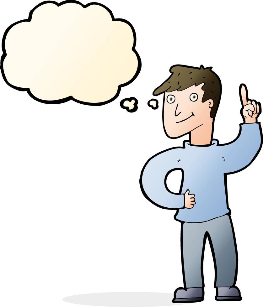 cartoon man with great idea with thought bubble vector