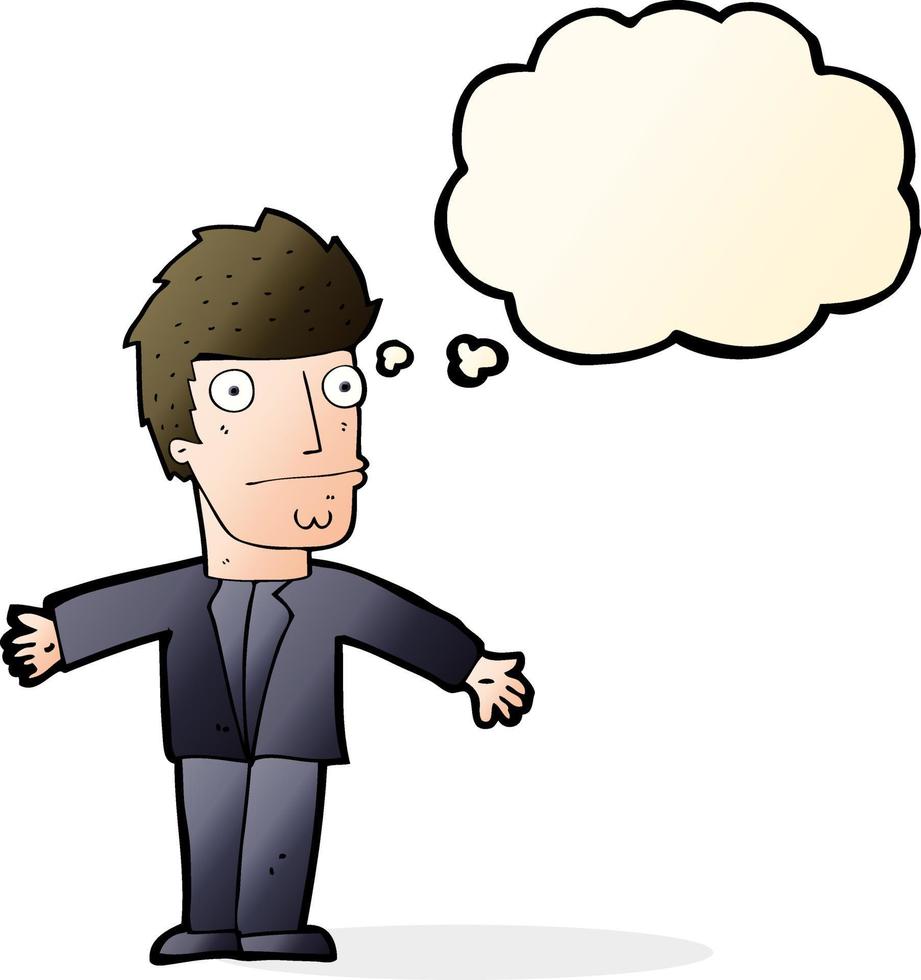 cartoon confused man with thought bubble vector