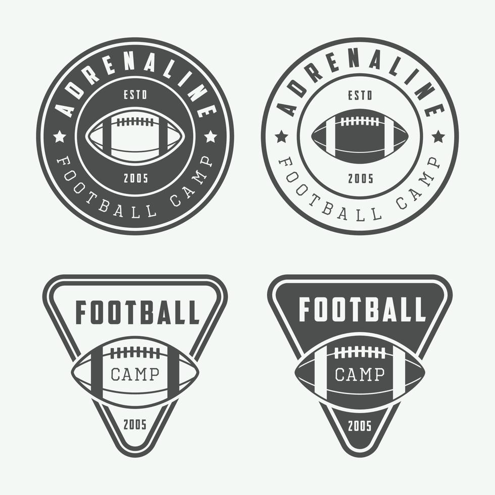 Set of vintage rugby and american football labels, emblems and logo. Vector illustration