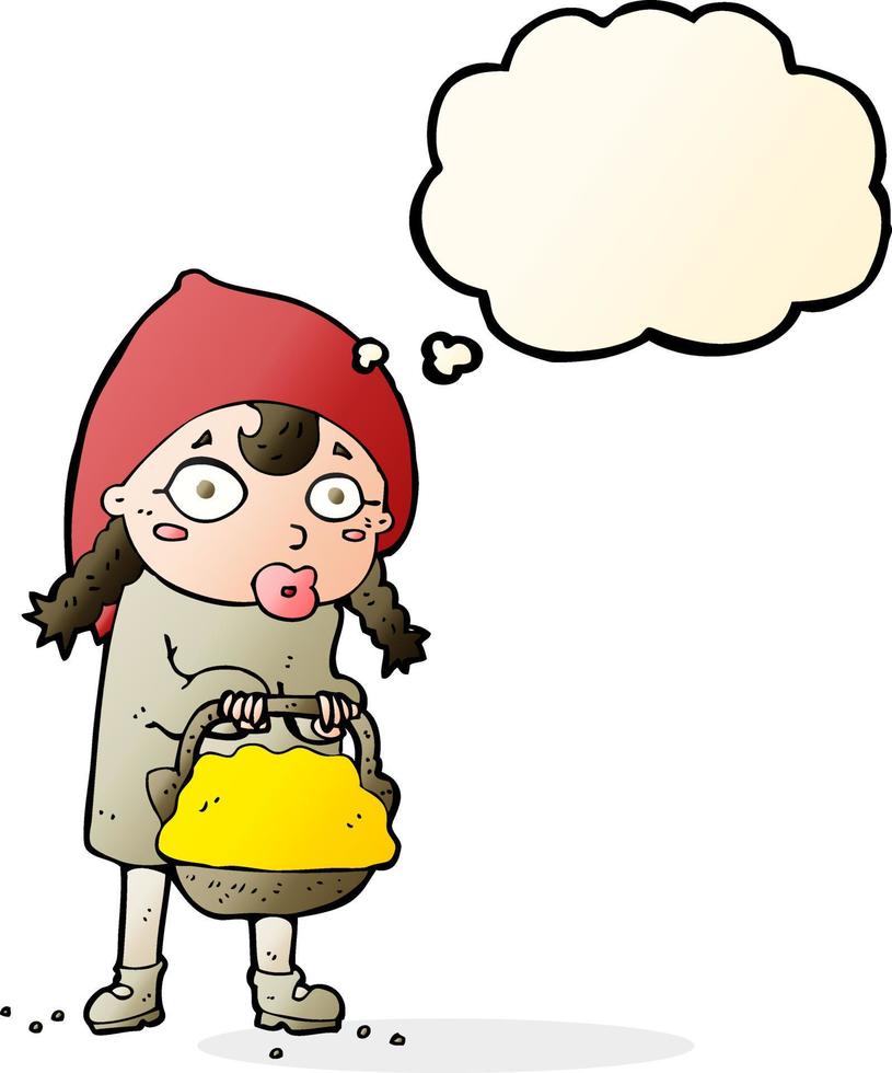 little red riding hood cartoon with thought bubble vector