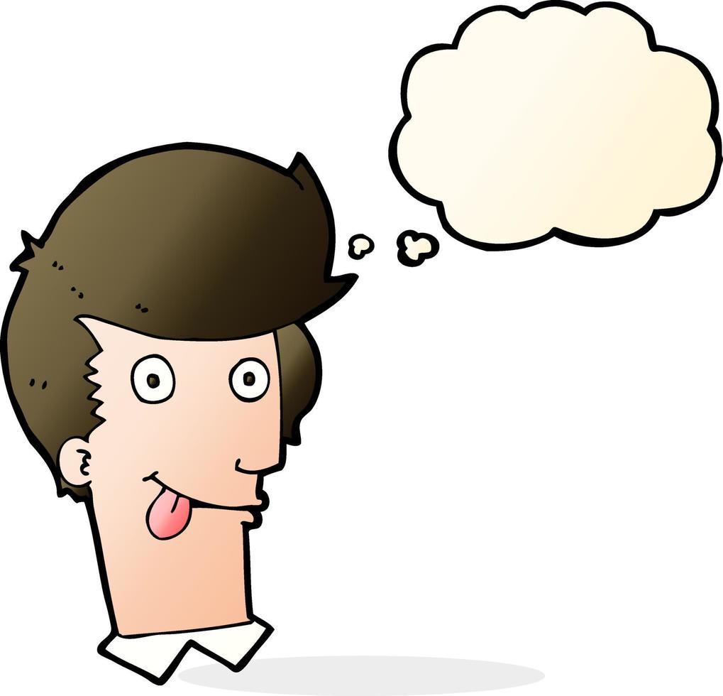 cartoon man with tongue hanging out with thought bubble vector