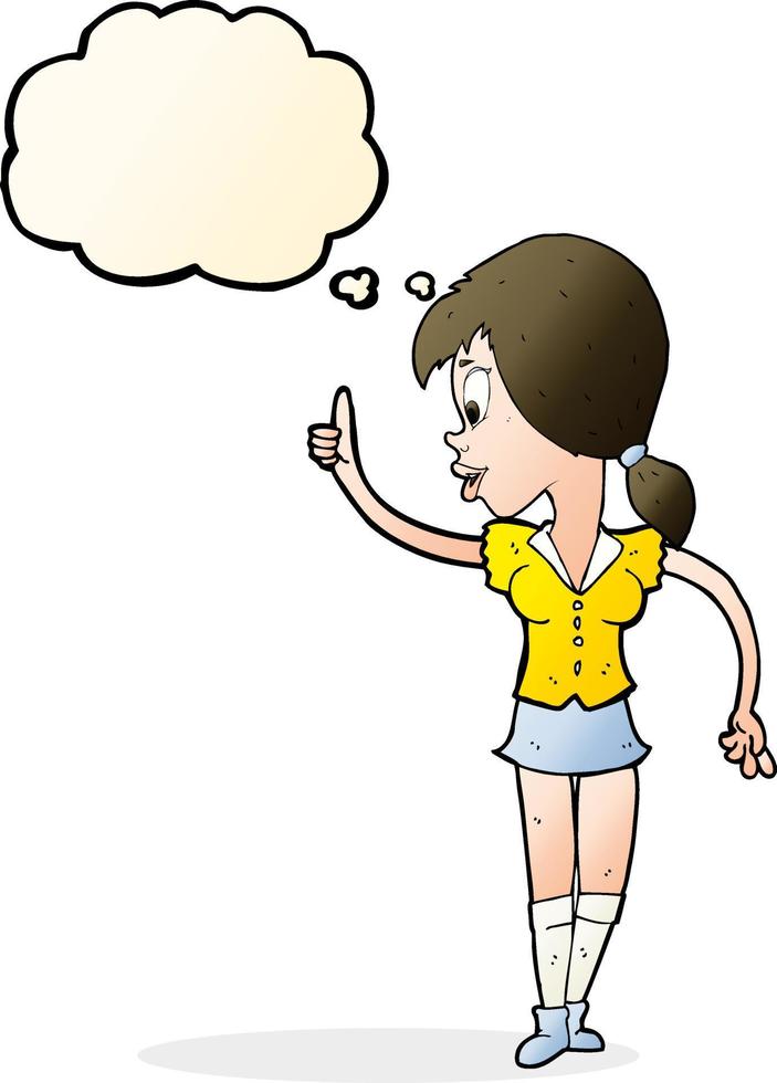 cartoon girl with idea with thought bubble vector