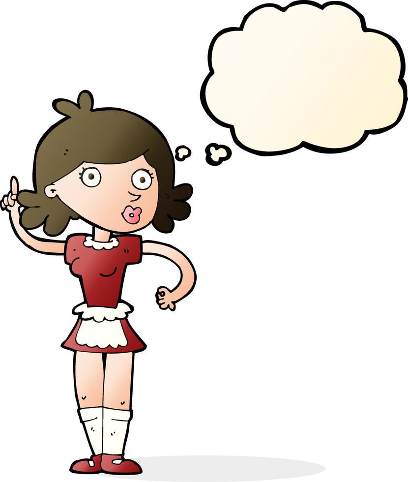cartoon surprised maid with thought bubble vector