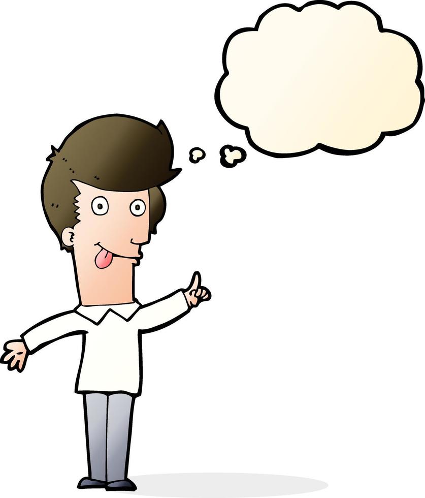 cartoon funny man with idea with thought bubble vector