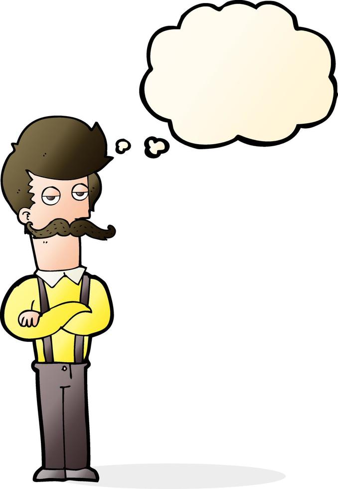 cartoon man with mustache with thought bubble vector