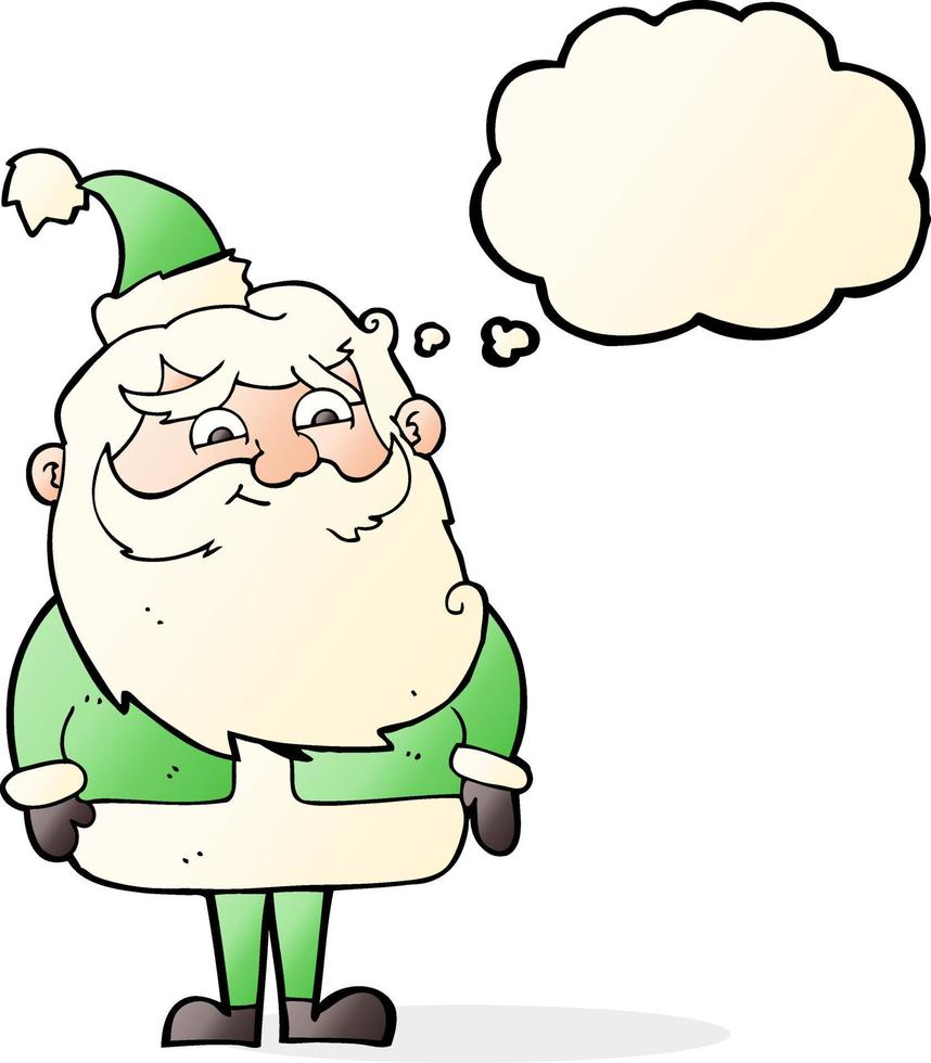 cartoon santa claus with thought bubble vector