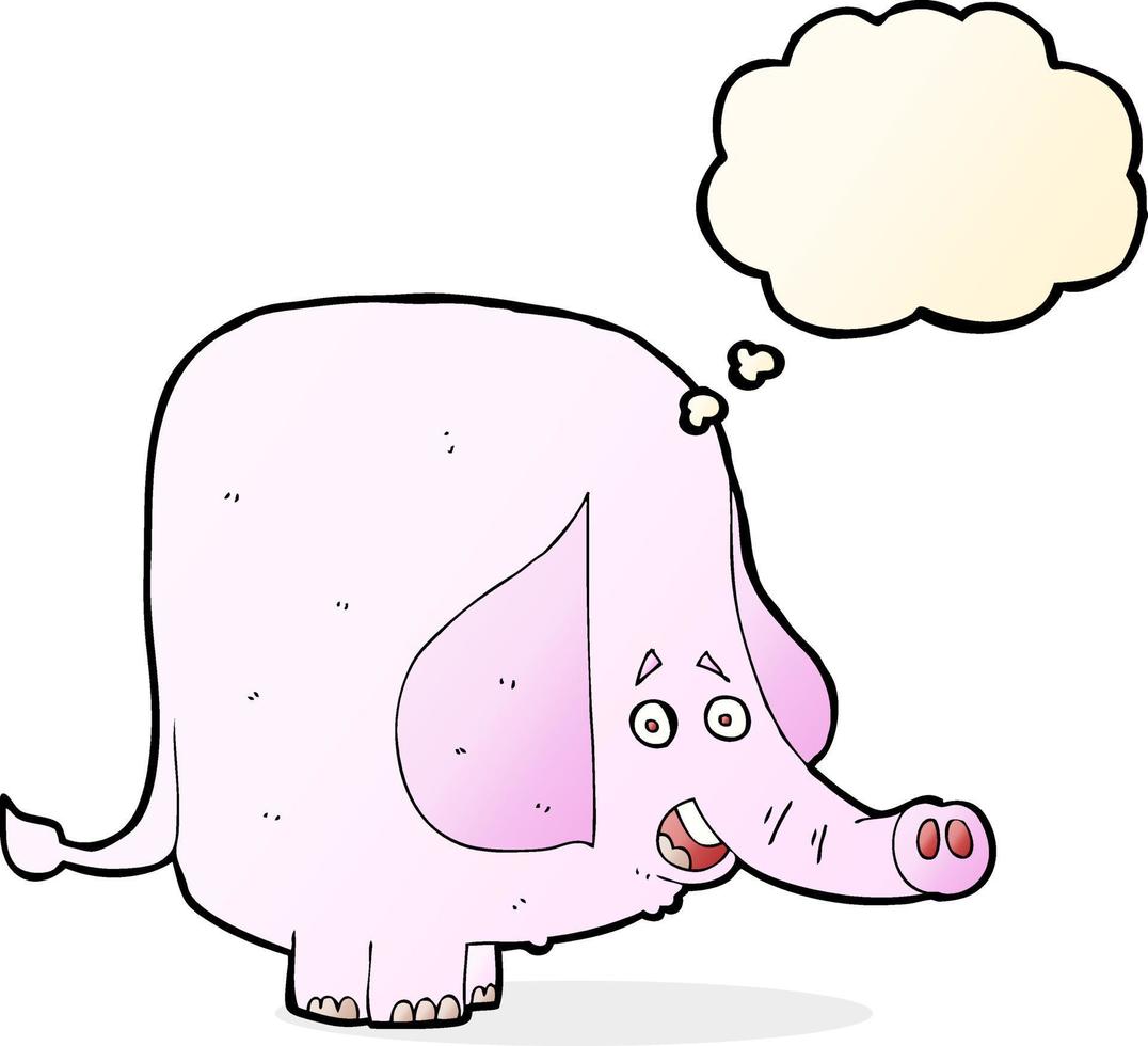 elefante rosa de dibujos animados con burbuja de pensamiento vector